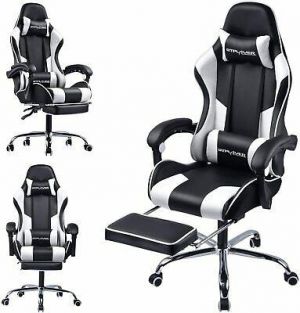 Gaming Chair with Massage Lumbar and Ergonomic Footrest Office Computer Chair